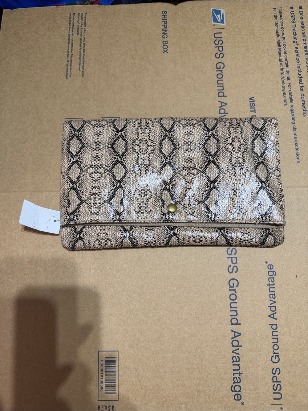 Charlotte Russe Taupe Snake-Print Foldover bag nwt
